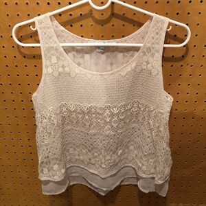 Forever 21 Cream Lace and Crochet Style Tank Top